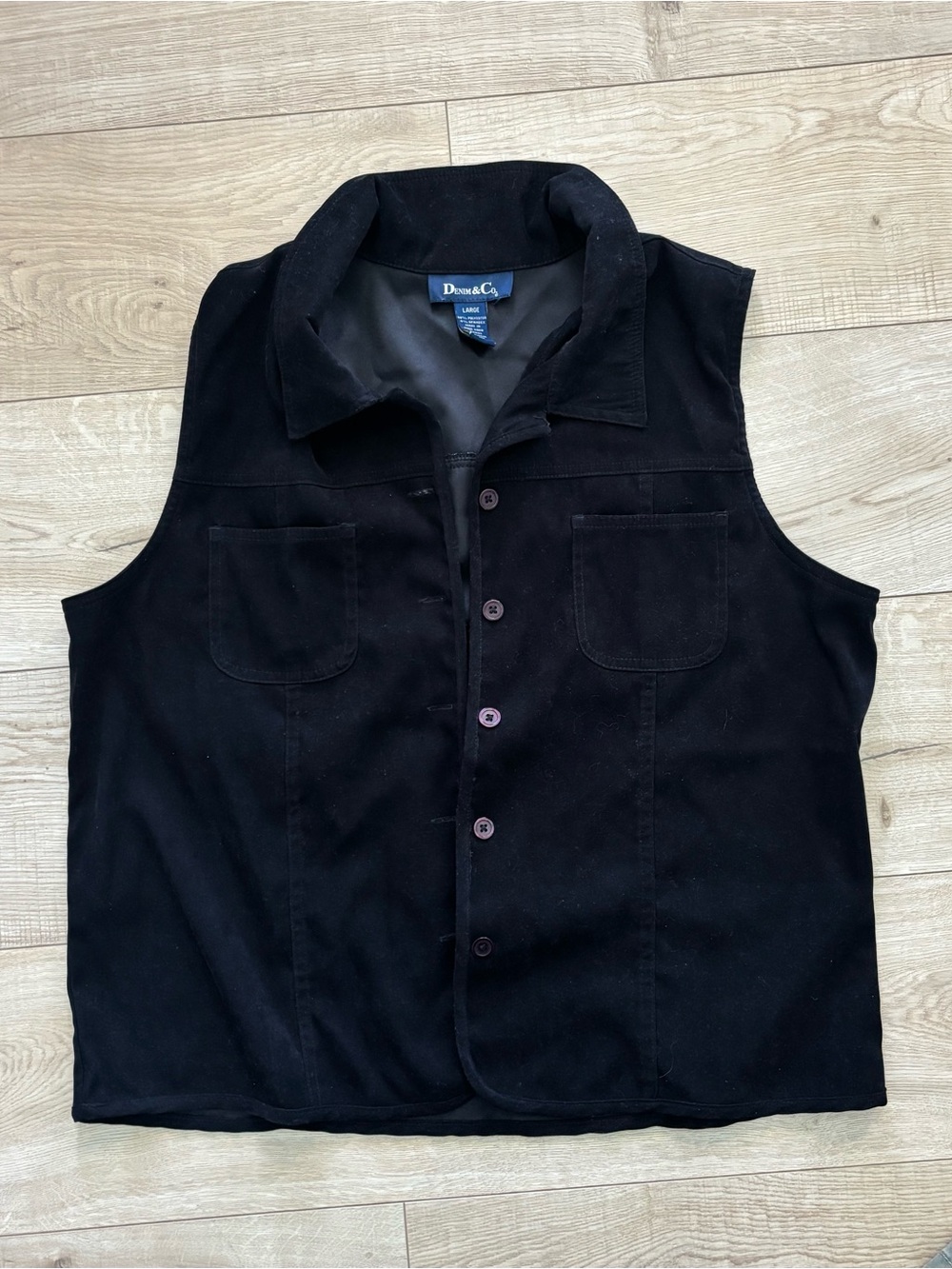 Boho Western Faux Suède Button Up Black Vintage Vest